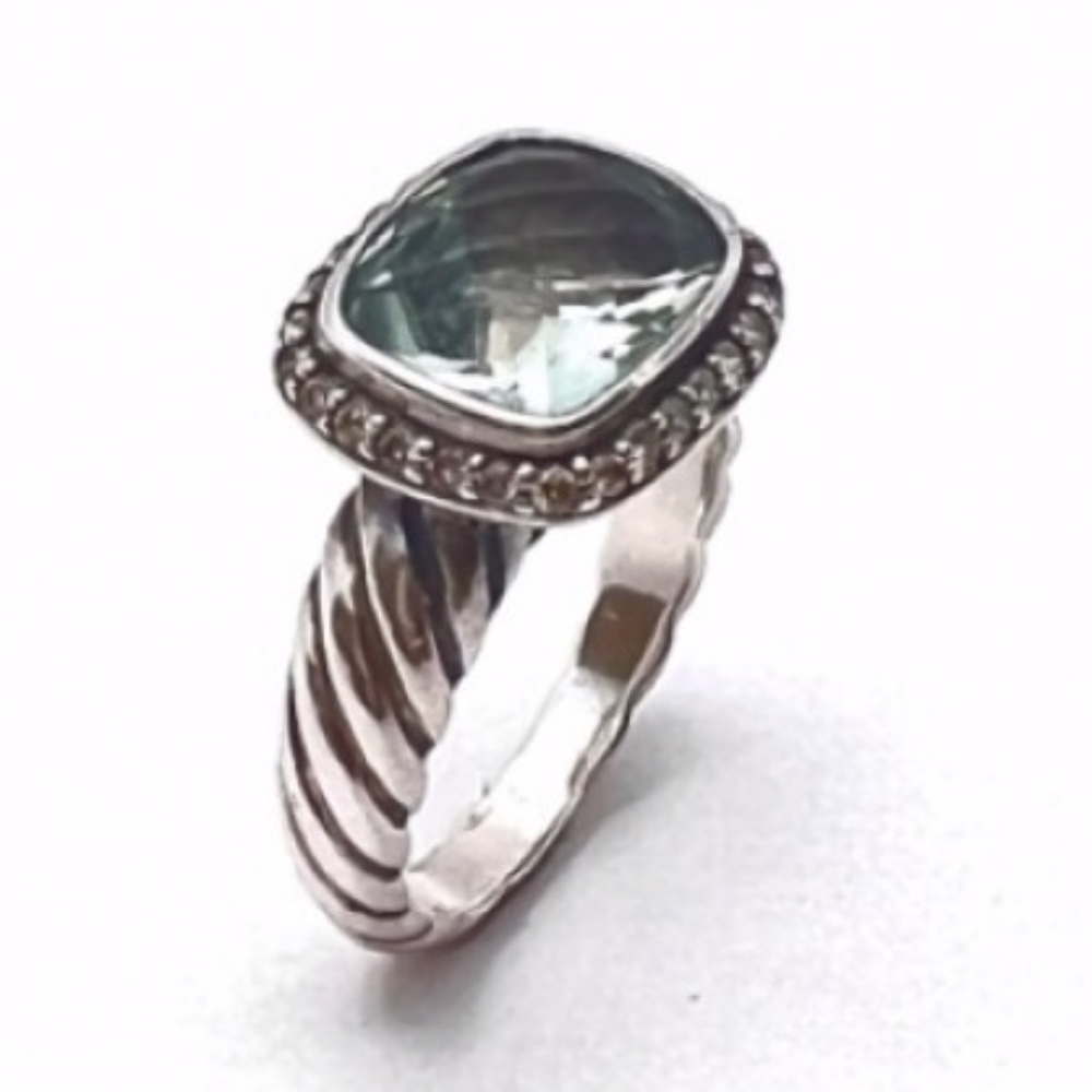 David Yurman Diamond Prasiolite Sterling Silver Ca - Picture 2 of 4